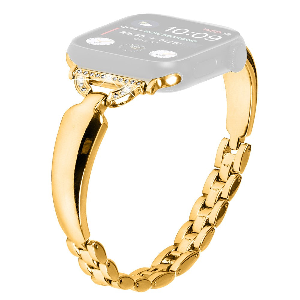 Elegant Metal Og Rhinsten Universal Rem passer til Apple Smartwatch - Guld#serie_2