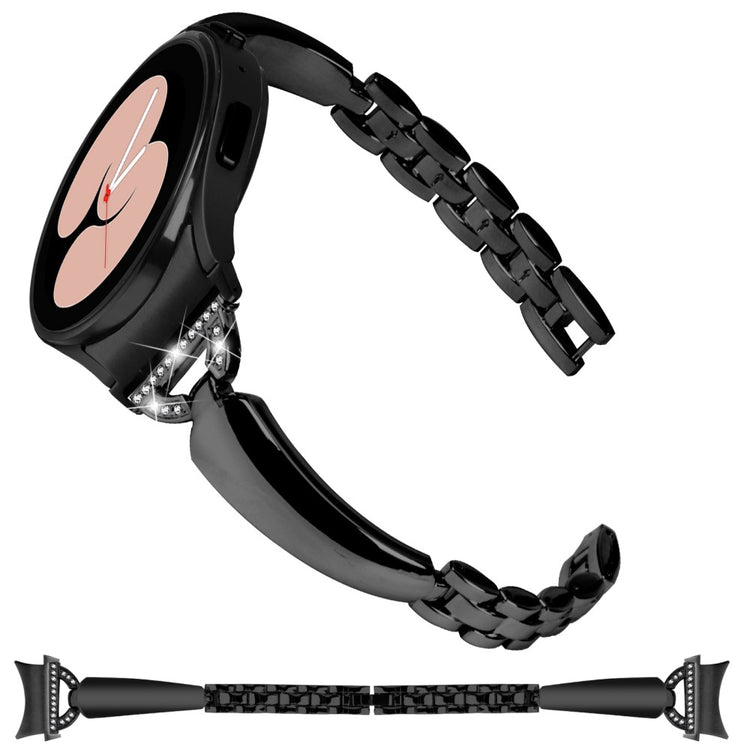 Stilfuld Metal Og Rhinsten Universal Rem passer til Samsung Smartwatch - Sort#serie_1