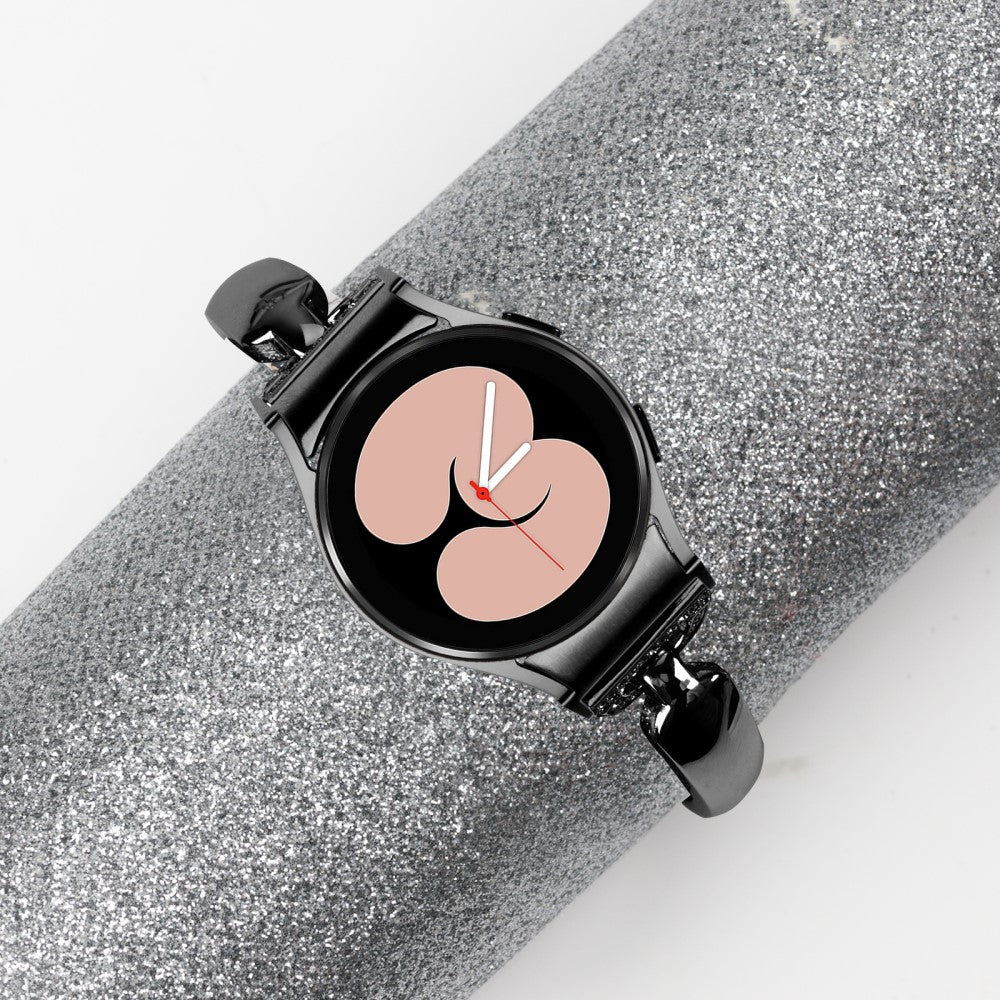 Stilfuld Metal Og Rhinsten Universal Rem passer til Samsung Smartwatch - Sort#serie_1