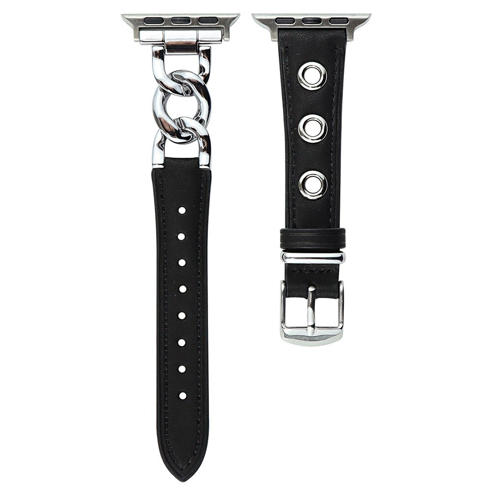 Godt Metal Og Kunstlรฆder Universal Rem passer til Apple Smartwatch - Sort#serie_1