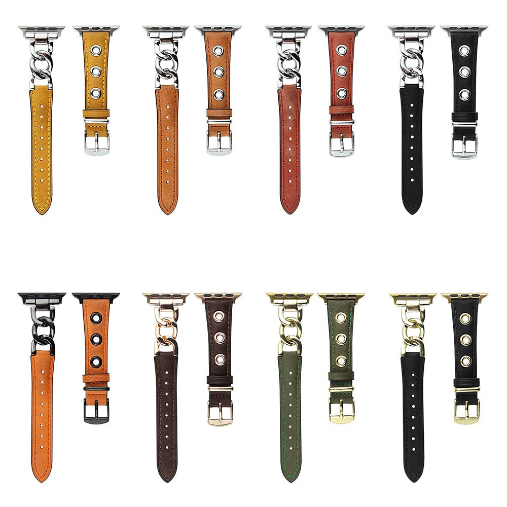 Godt Metal Og Kunstlæder Universal Rem passer til Apple Smartwatch - Sort#serie_1