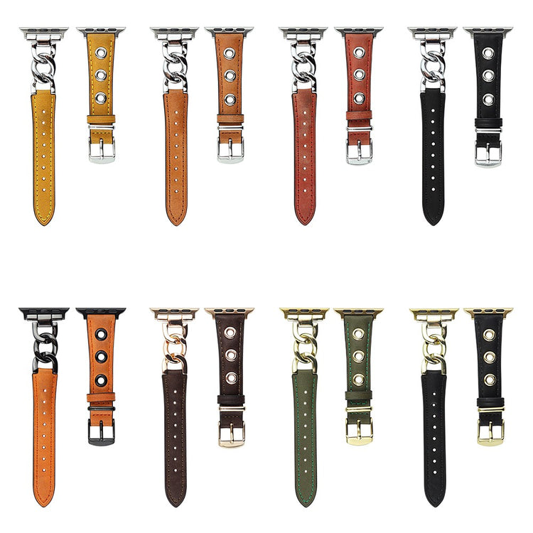 Kønt Metal Og Kunstlæder Universal Rem passer til Apple Smartwatch - Orange#serie_5