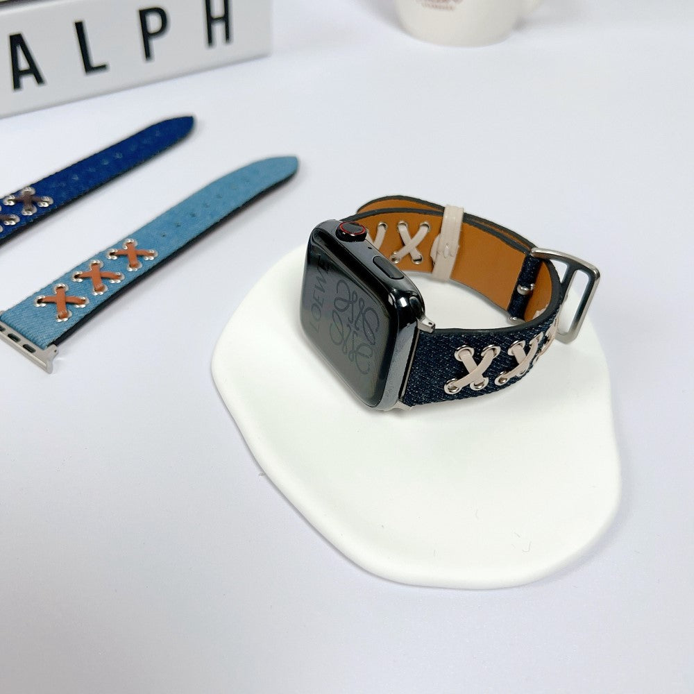 Kønt Metal Og Nylon Universal Rem passer til Apple Smartwatch - Sort#serie_1