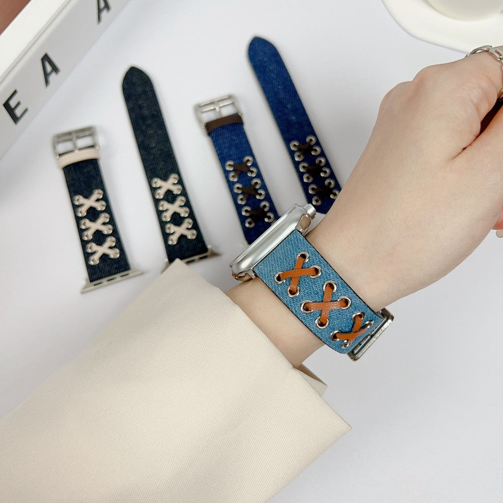 Kønt Metal Og Nylon Universal Rem passer til Apple Smartwatch - Blå#serie_3