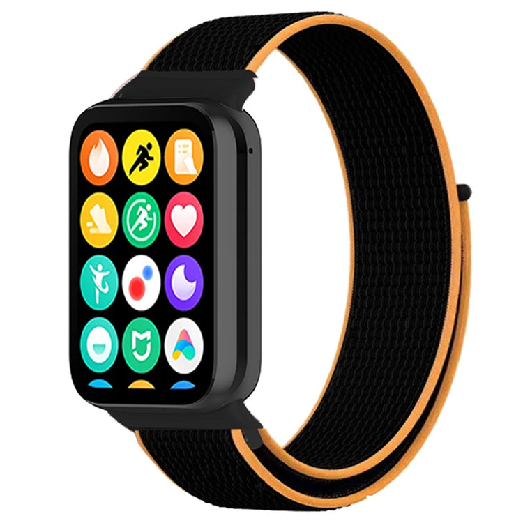Xiaomi Smart Band 8 Pro / Redmi Watch 4 Nylon Loop Watch Band Breathable Sport Strap - Black+Orange#serie_8