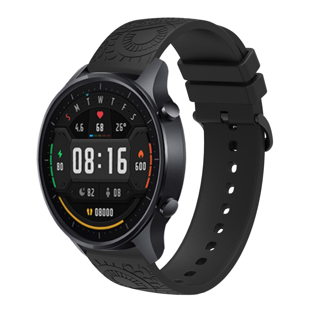 Garmin Vivomove / Samsung Gear Sport / Pebble 2 / Huawei Watch 2 Patten Silicone Strap 20mm Watchband - Black#serie_2
