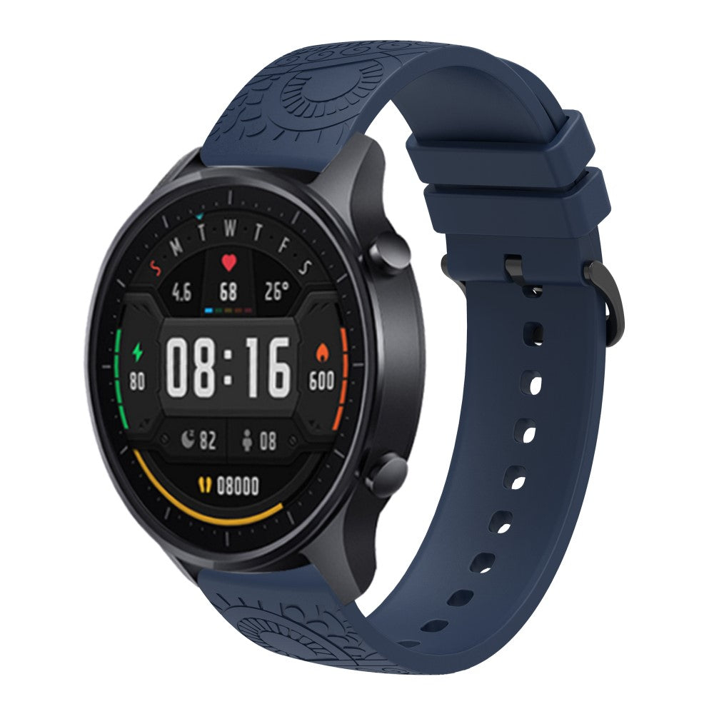 Garmin Vivomove / Samsung Gear Sport / Pebble 2 / Huawei Watch 2 Patten Silicone Strap 20mm Watchband - Navy Blue#serie_4