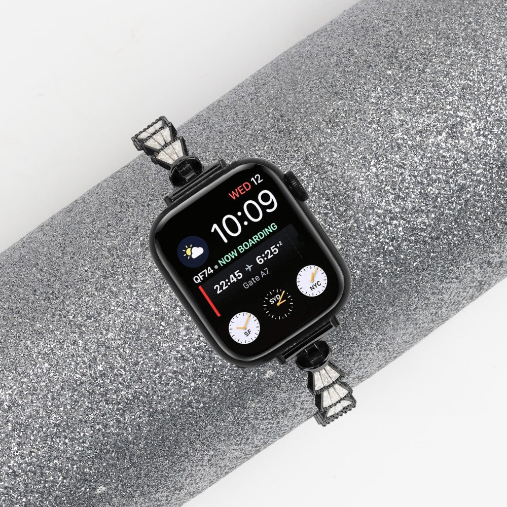 Super Godt Metal Og Rhinsten Universal Rem passer til Apple Smartwatch - Sort#serie_1