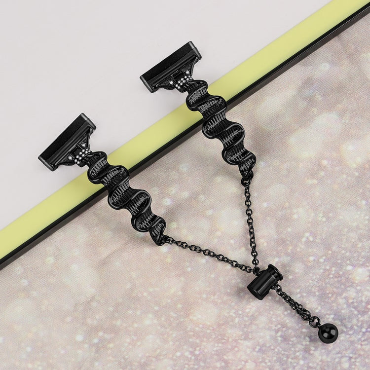 Metal Og Rhinsten Universal Rem passer til Fitbit Sense 1 / Fitbit Versa 3 - Sort#serie_1