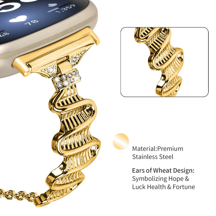 Metal Og Rhinsten Universal Rem passer til Fitbit Sense 1 / Fitbit Versa 3 - Guld#serie_2