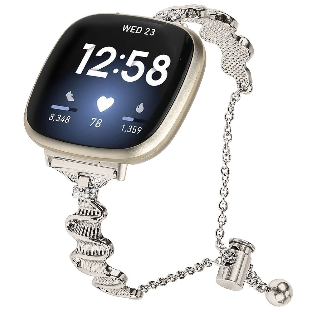 Fitbit Sense / Versa 3 Stainless Steel Watch Band Rhinestones Decor Bracelet Strap Replacement - Starlight#serie_4