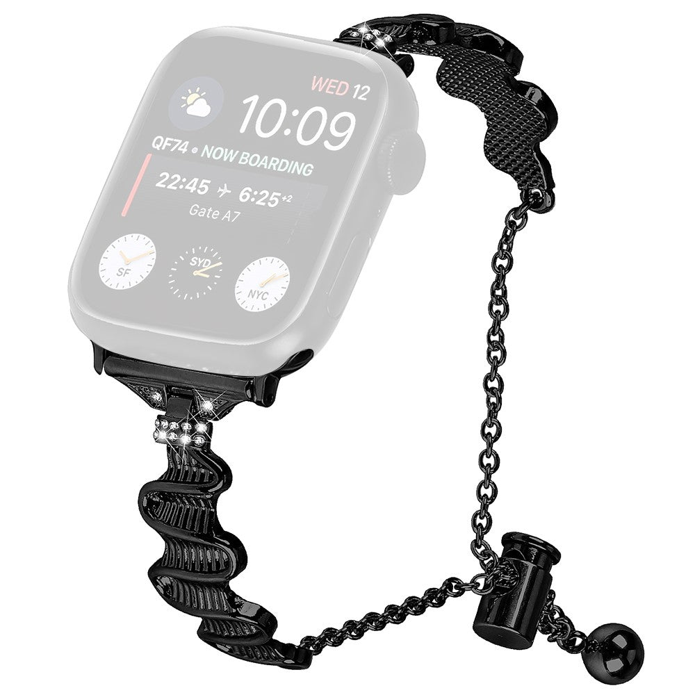 Tidslรธst Metal Og Rhinsten Universal Rem passer til Apple Smartwatch - Sort#serie_1