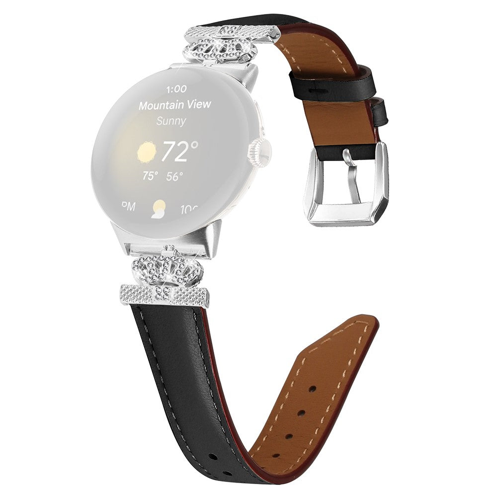 รgte Lรฆder Og Rhinsten Universal Rem passer til Google Pixel Watch 2 / Google Pixel Watch - Sort#serie_1