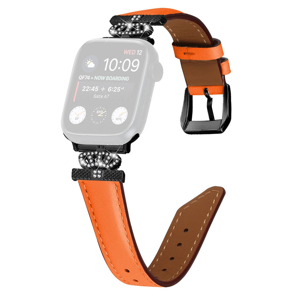 Cool Kunstlæder Og Rhinsten Universal Rem passer til Apple Smartwatch - Orange#serie_2
