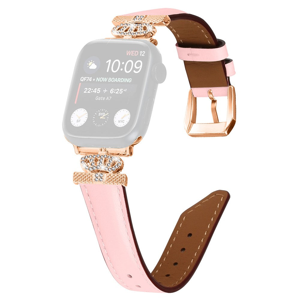 Flot Kunstlæder Og Rhinsten Universal Rem passer til Apple Smartwatch - Pink#serie_3