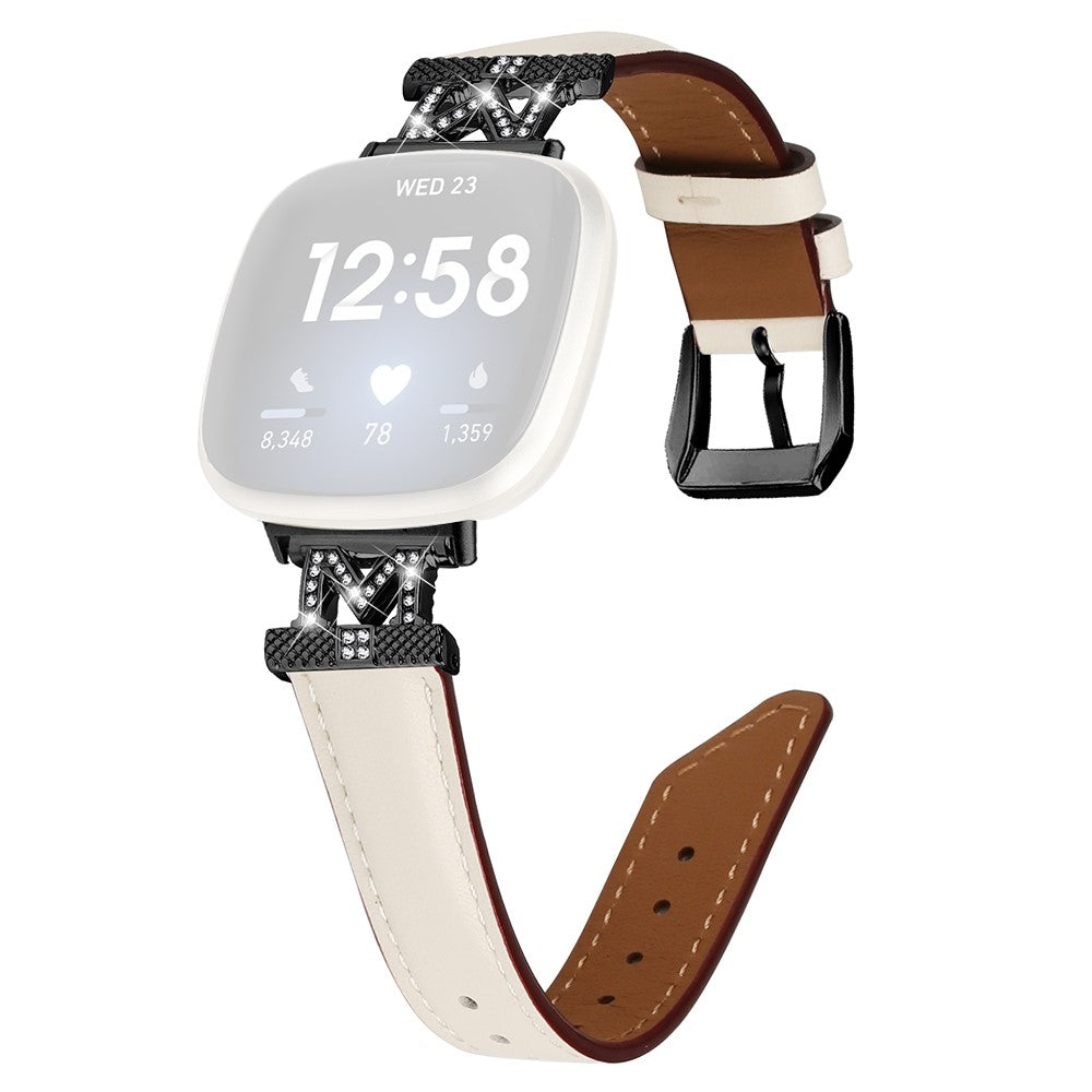 Godt รgte Lรฆder Og Rhinsten Universal Rem passer til Fitbit Smartwatch - Hvid#serie_1