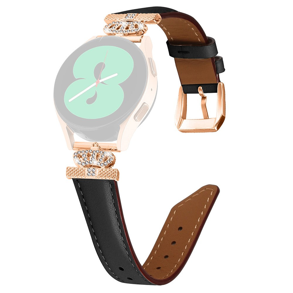 Super Smuk Kunstlรฆder Og Rhinsten Universal Rem passer til Smartwatch - Sort#serie_1