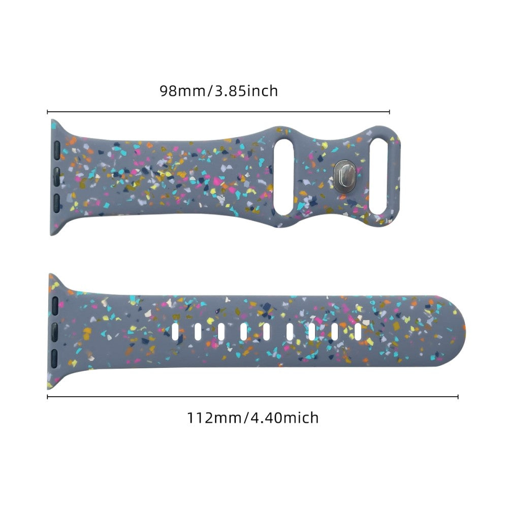Silicone Watch Band Apple Watch Series 9 8 7 41mm / SE (2023) SE (2022) 6 5 4 SE 40mm / 3 2 1 38mm 8-shaped Buckle Pattern Strap - Blue Grey#serie_1