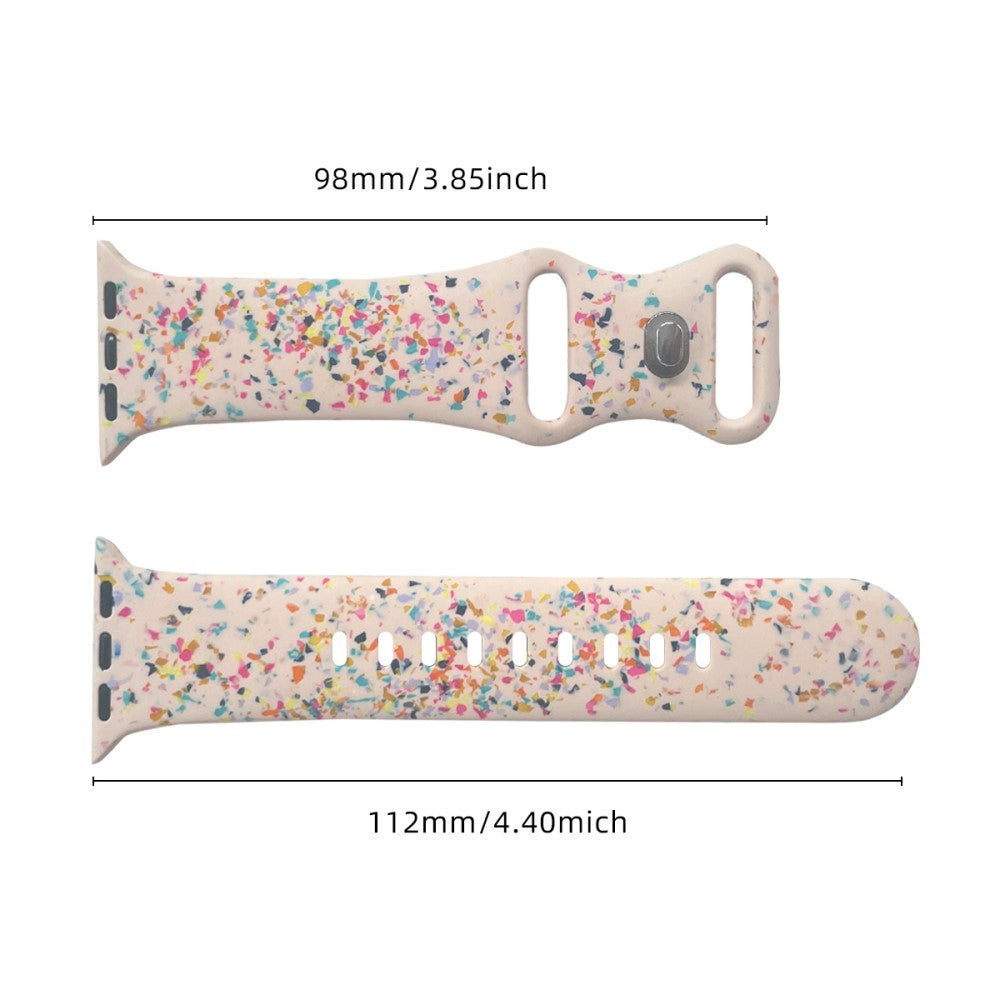 Silicone Watch Band Apple Watch Series 9 8 7 41mm / SE (2023) SE (2022) 6 5 4 SE 40mm / 3 2 1 38mm 8-shaped Buckle Pattern Strap - Pink#serie_2