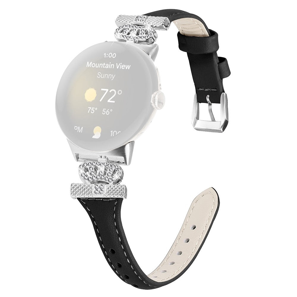 รgte Lรฆder Og Rhinsten Universal Rem passer til Google Pixel Watch 2 / Google Pixel Watch - Sort#serie_1