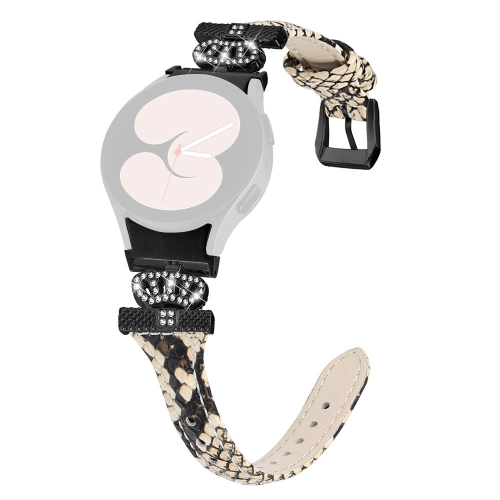 Fed Kunstlæder Og Rhinsten Universal Rem passer til Samsung Smartwatch - Brun#serie_4