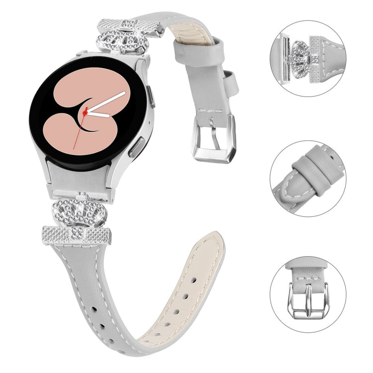Fed Kunstlæder Og Rhinsten Universal Rem passer til Samsung Smartwatch - Sølv#serie_2