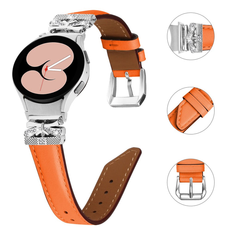 Fed Kunstlæder Og Rhinsten Universal Rem passer til Samsung Smartwatch - Orange#serie_2