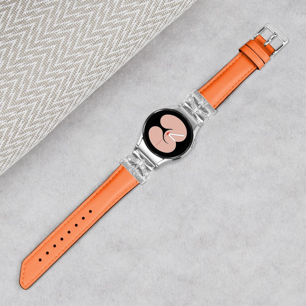Fed Kunstlæder Og Rhinsten Universal Rem passer til Samsung Smartwatch - Orange#serie_2