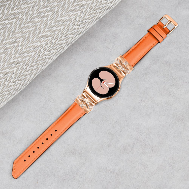 Fed Kunstlæder Og Rhinsten Universal Rem passer til Samsung Smartwatch - Orange#serie_2