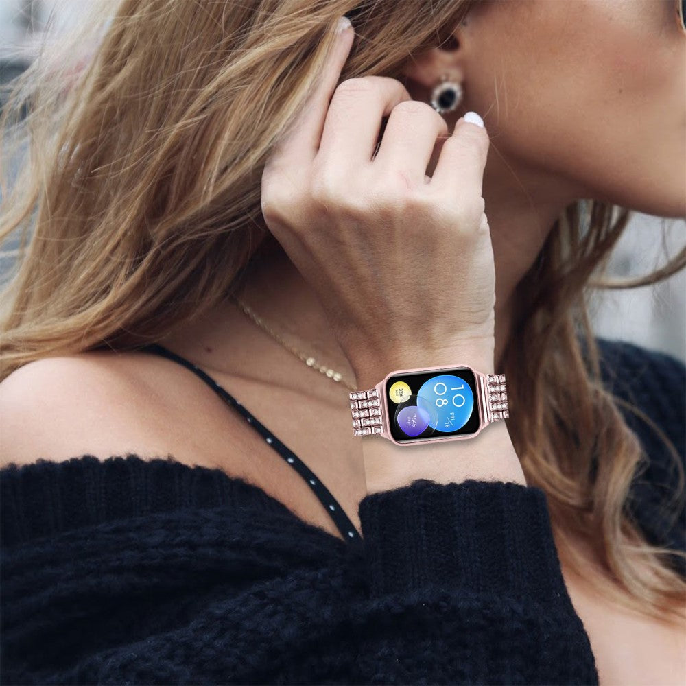 Xiaomi Smart Band 8 Pro Watch Band Rhinestone Decor 5-Bead Metal Watch Strap - Rose Pink#serie_3