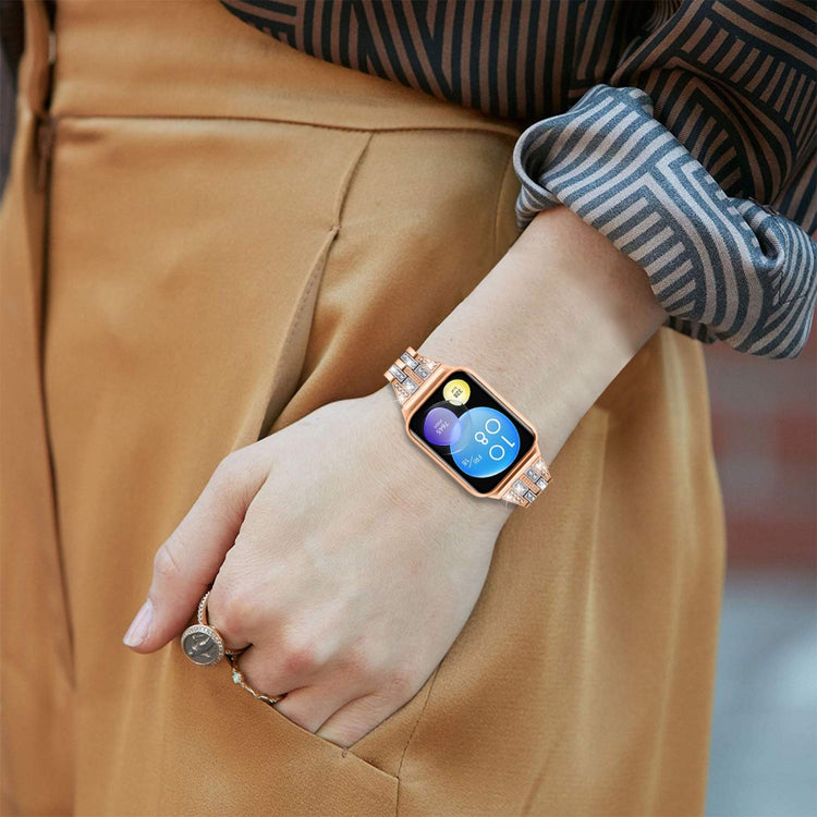 Xiaomi Smart Band 8 Pro Metal Watch Strap 2-Row Rhinestone 5-Bead Watchband - Rose Gold+Silver#serie_4