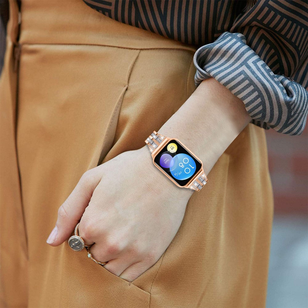 Xiaomi Smart Band 8 Pro Metal Watch Strap 2-Row Rhinestone 5-Bead Watchband - Rose Gold+Silver#serie_4