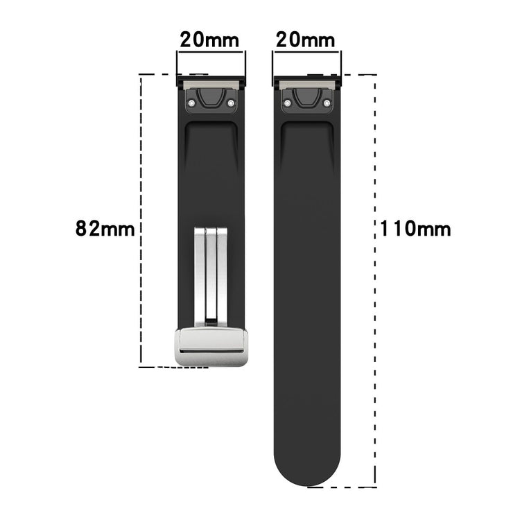 Samsung Galaxy Watch 6 / 6 Classic / 5 / 4 Magnetic Silver Buckle Watch Strap 20mm Dual Color Silicone Band - White+Black#serie_2