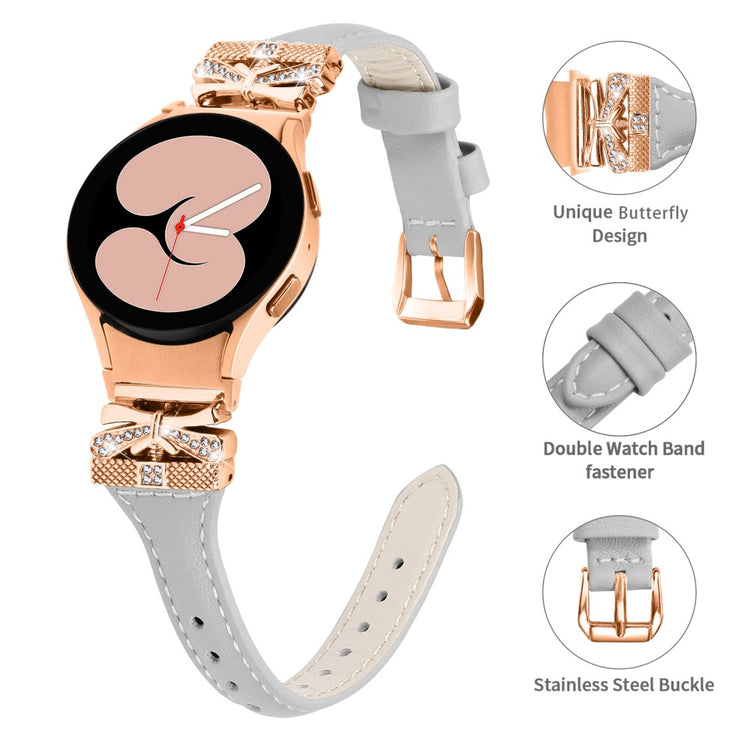 Rigtigt Fint Kunstlæder Universal Rem passer til Samsung Smartwatch - Sølv#serie_2