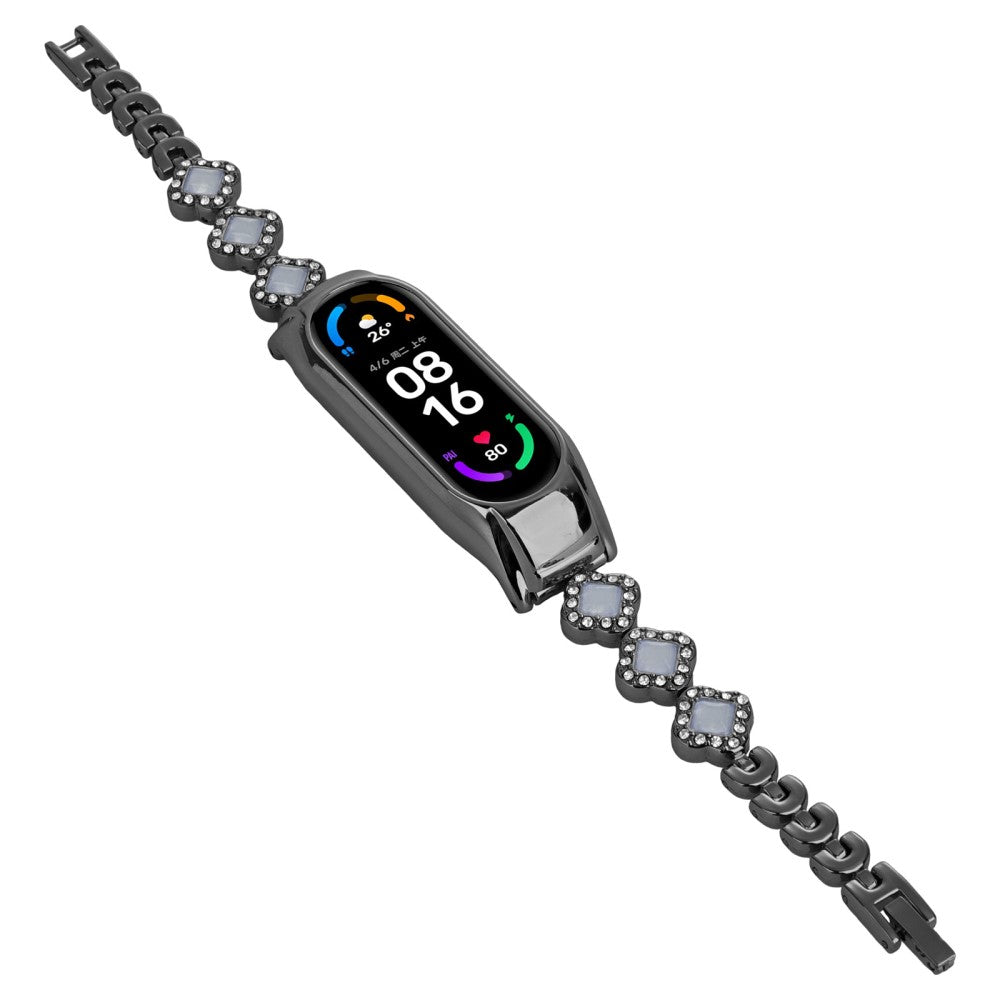 Stilren Rhinsten Rem passer til Xiaomi Mi Band 7 - Sort#serie_1
