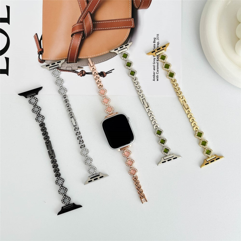 Meget Slidstærk Rhinsten Universal Rem passer til Apple Smartwatch - Pink#serie_3