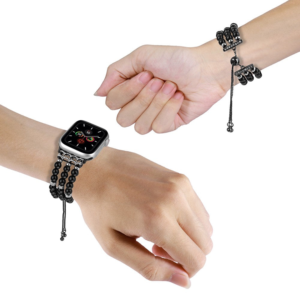 Apple Watch Series 41mm / 40mm / 38mm Watch Band Preppy Beaded Bracelet - Black#serie_1