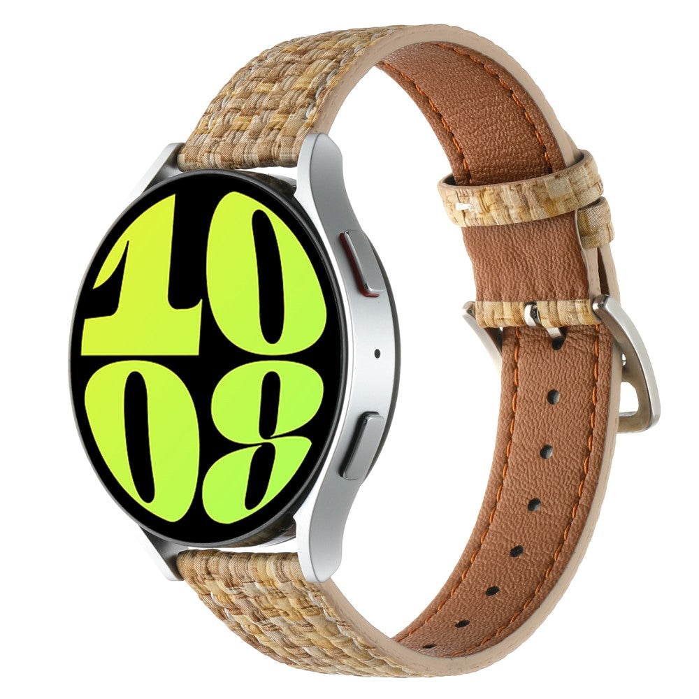 Garmin Active 5 / Samsung Galaxy Watch6 Classic 47mm 43mm Watch Band 20mm Braided Vegan Leather Wrist Strap - Khaki#serie_9