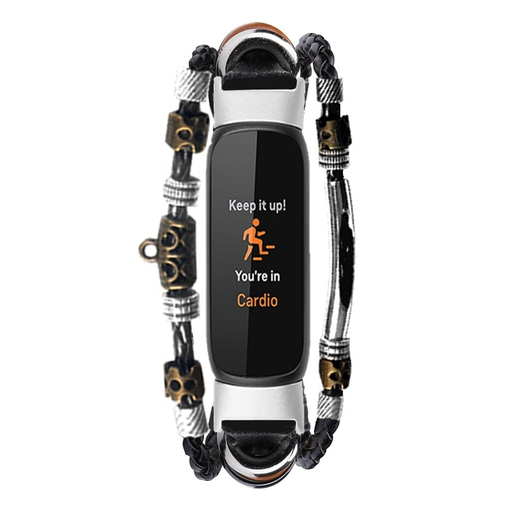 Fitbit Luxe Watch Band DIY Vintage Decor Ethnic Style Beaded Wristbands - Black#serie_1