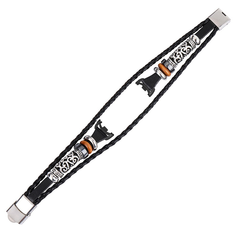 Helt Vildt Elegant Kunstlรฆder Rem passer til Xiaomi Smart Band 8 - Sort#serie_1