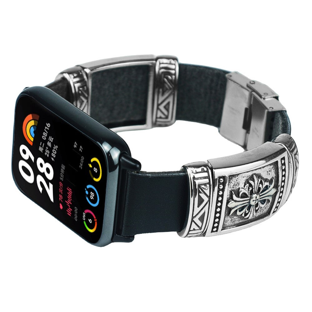 Helt Vildt Kรธnt Kunstlรฆder Rem passer til Xiaomi Smart Band 8 Pro - Sort#serie_1