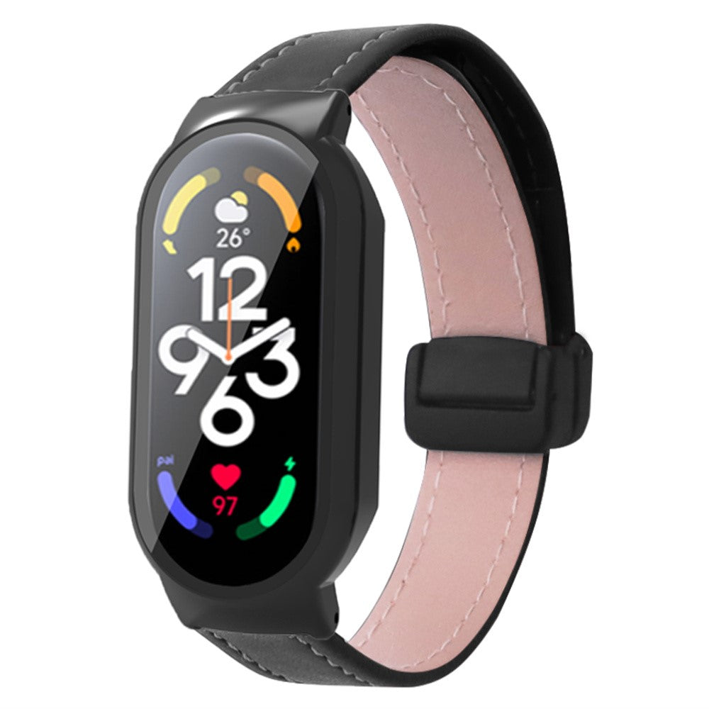Rigtigt Fantastisk Kunstlรฆder Rem passer til Xiaomi Smart Band 8 - Sort#serie_1