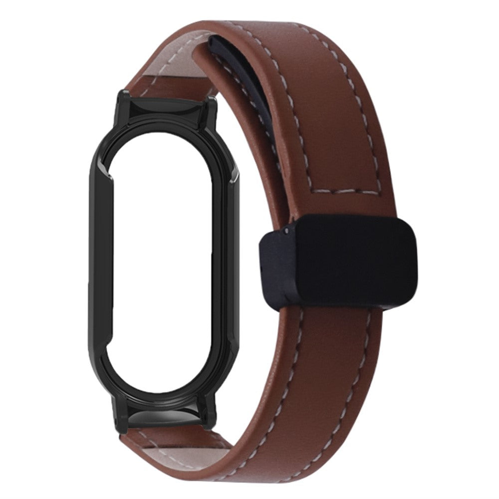 Rigtigt Fantastisk Kunstlæder Rem passer til Xiaomi Smart Band 8 - Brun#serie_2
