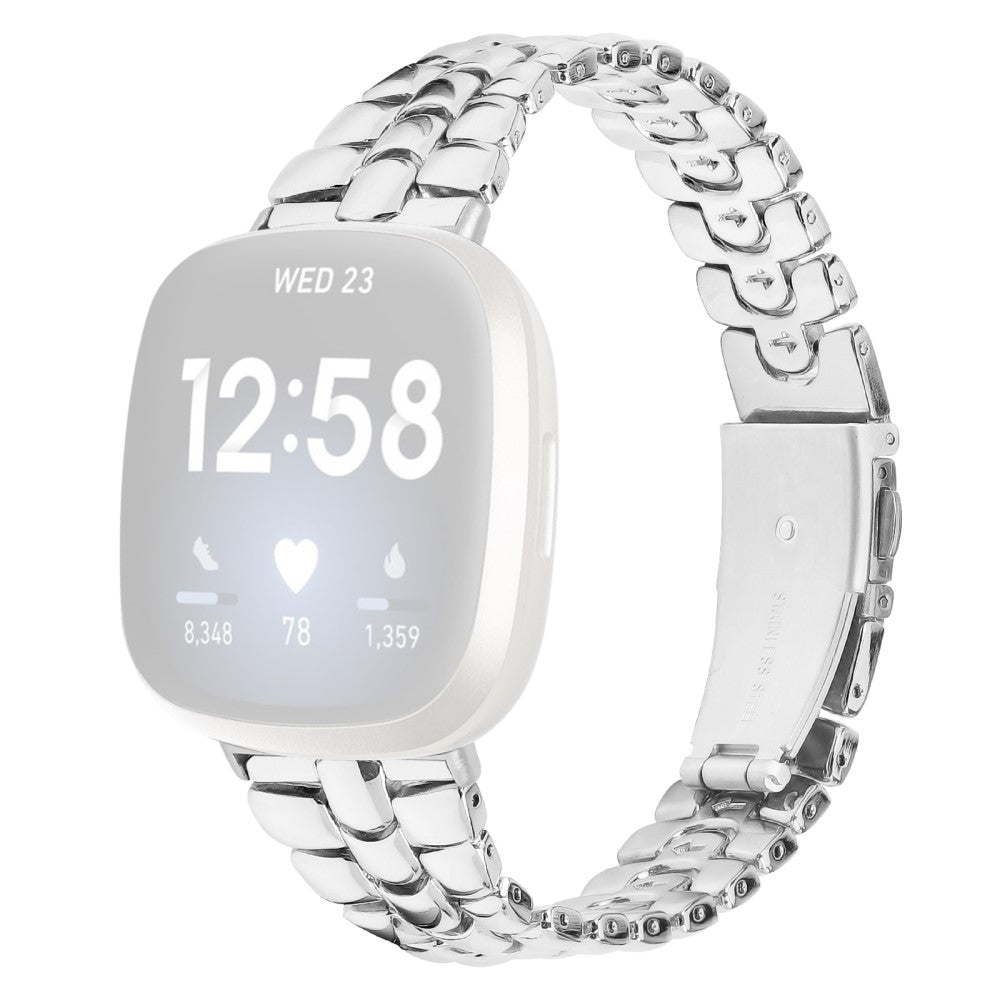Sejt Metal Universal Rem passer til Fitbit Versa 4 / Fitbit Sense 2 - Sรธlv#serie_1