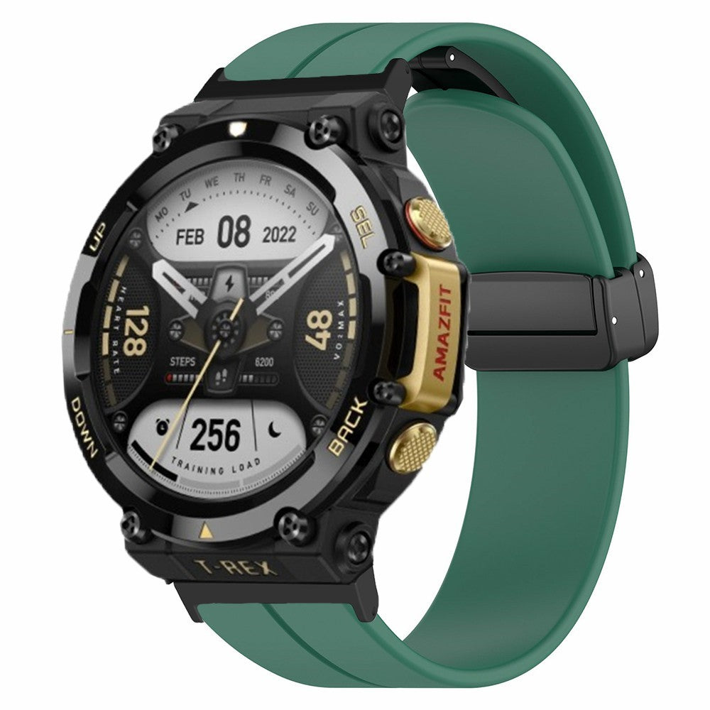 Huami Amazfit T-Rex 2 Silicone Watch Band Magnetic Folding Buckle Wrist Strap - Army Green#serie_9