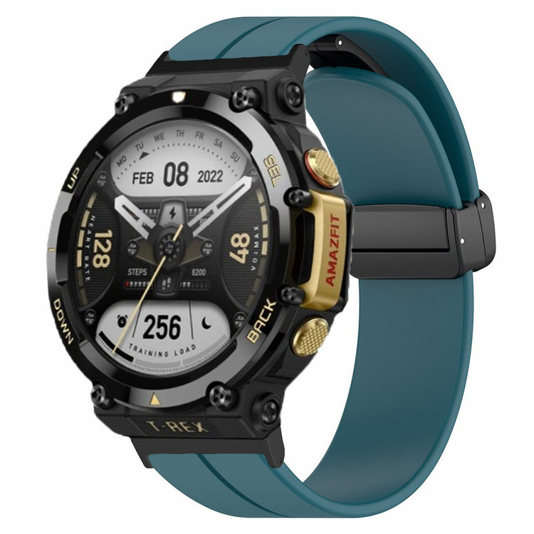 Huami Amazfit T-Rex 2 Silicone Watch Band Magnetic Folding Buckle Wrist Strap - Rock Cyan#serie_12