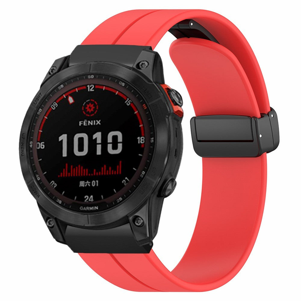 Garmin Fenix 7X / 6X / 5X Watch Strap Magnetic Buckle Silicone Band with 26mm Connector - Red#serie_6