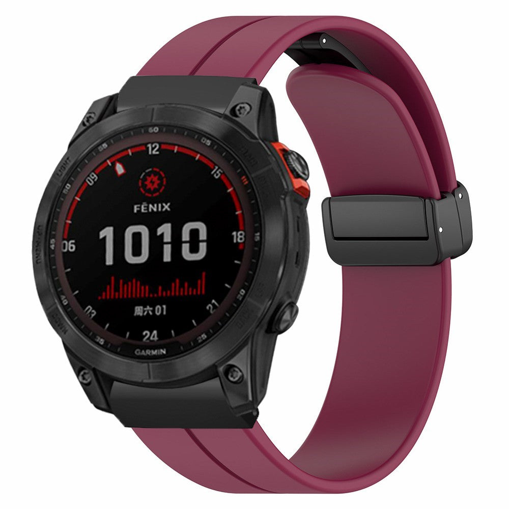 Garmin Fenix 7X / 6X / 5X Watch Strap Magnetic Buckle Silicone Band with 26mm Connector - Wine Red#serie_8