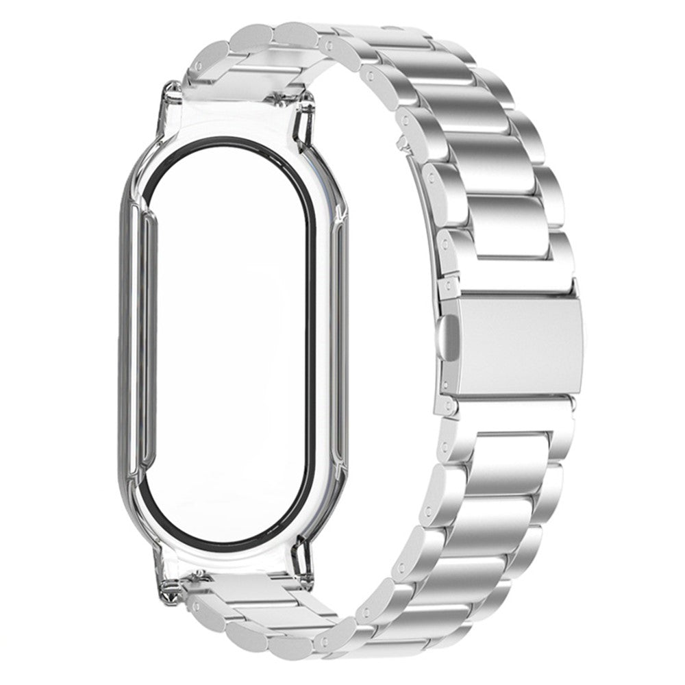 Xiaomi Smart Band 8 / Band 8 NFC Watch Strap with Case and Tempered Glass Screen Protector - Silver / Clear Case#serie_2