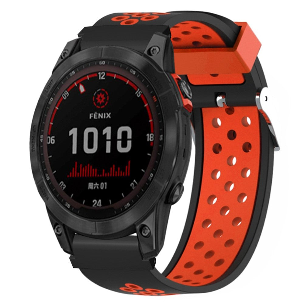 Huami Amazfit Falcon / Garmin Fenix 7 / 6 / 5 Dual Color Watch Band Silicone Strap with 22mm Connector - Black+Red#serie_2